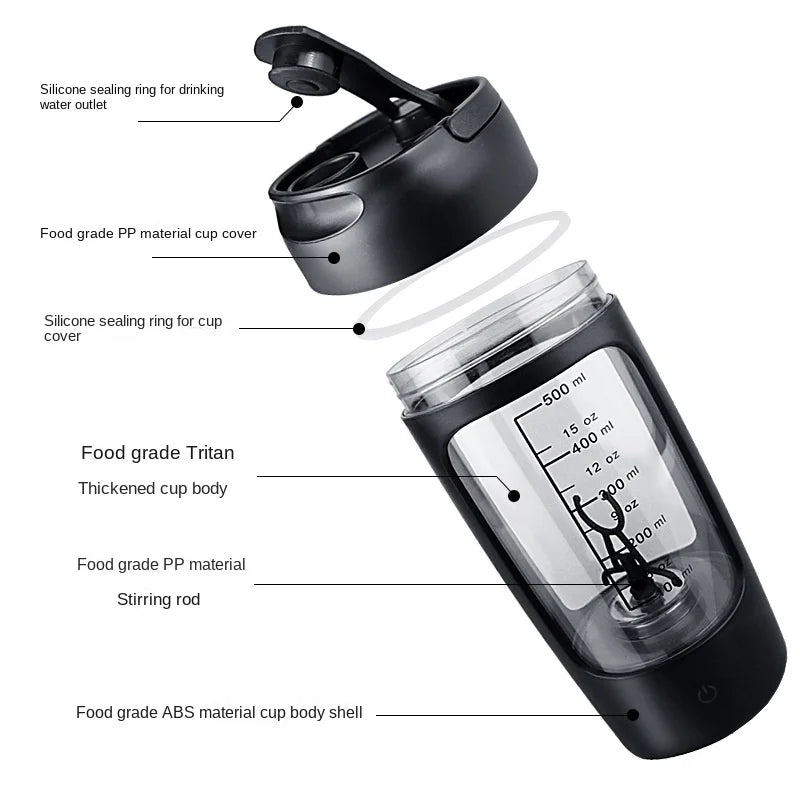 Electric Protein Shaker Bottle – Rechargeable Blender for Lump-Free Shakes On the Go
