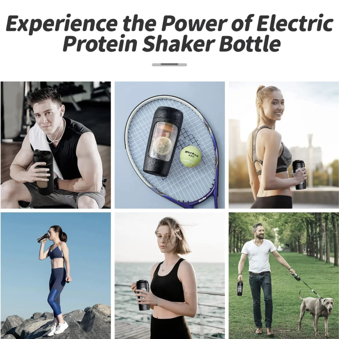 Electric Protein Shaker Bottle – Rechargeable Blender for Lump-Free Shakes On the Go