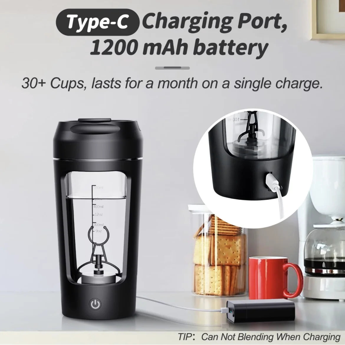 Electric Protein Shaker Bottle – Rechargeable Blender for Lump-Free Shakes On the Go